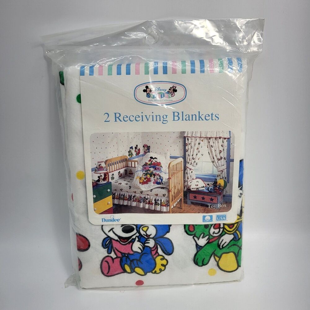 Vintage 1980s Dundee Disney Babies Toy Box Receiving Blankets 2 Pack Sealed